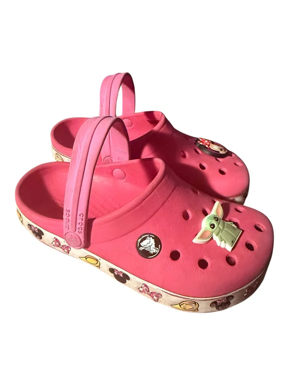 CROCS Kids Pink Clog Sandals with Back Strap and Charms